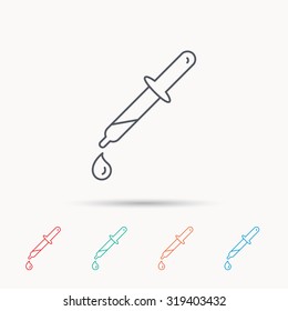 Pipette icon. Laboratory analysis sign. Linear icons on white background. Vector