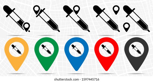 Pipette icon in location set. Simple glyph, flat illustration element of medicine theme icons
