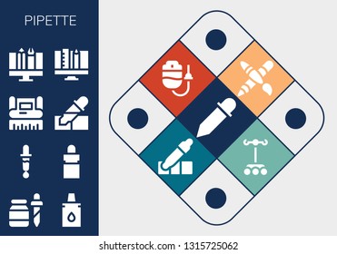 pipette icon set. 13 filled pipette icons.  Simple modern icons about  - Eyedropper, Pipette, Color picker, Eye dropper, Graphic design, Dropper