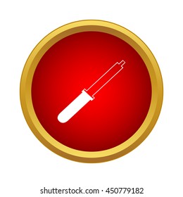 Pipette icon in simple style in red circle. Medical symbol