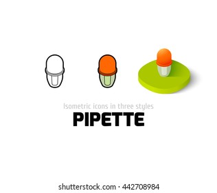 Pipette icon, vector symbol in flat, outline and isometric style