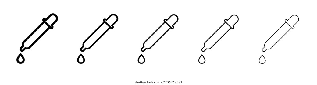 Pipettensymbol Web Vektor Sammlung in schwarzen Strichen