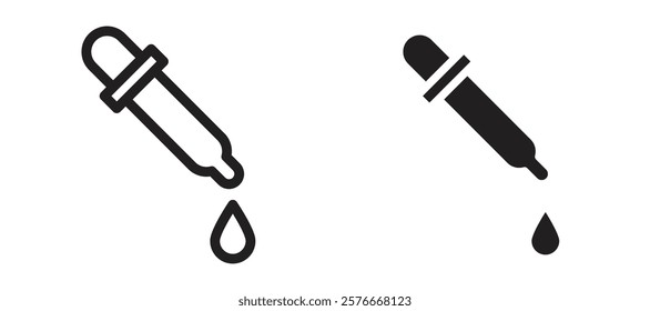 Pipette icons in outline and stroke versions