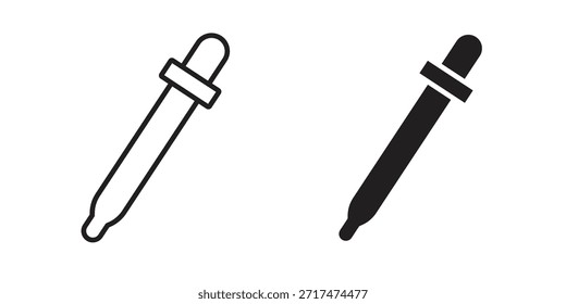 Iconos de pipeta. Píxel perfecto. Icono de contorno de Vector. Concepto de logotipo plano.