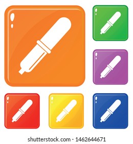 Pipette icons set collection vector 6 color isolated on white background