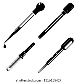 Pipette icons set. Simple set of pipette vector icons for web design on white background