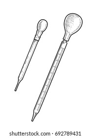 Pipette illustration, drawing, engraving, ink, line art, vector