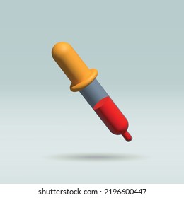 icono de pipeta vectorial aislado 3d. pipeta con imagen 3d en sangre.
