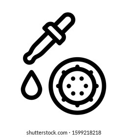 Pipette Microbe Icon Vector. Outline Pipette Microbe Sign. Isolated Contour Symbol Illustration
