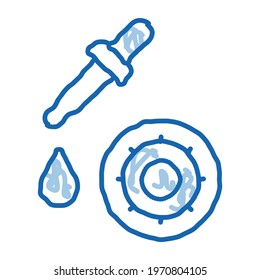 Pipette Microbe sketch icon vector. Hand drawn blue doodle line art Pipette Microbe sign. isolated symbol illustration