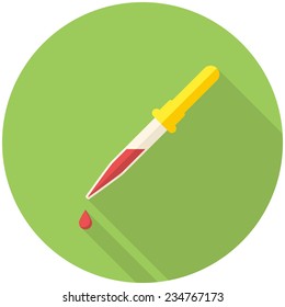 Pipette, modern flat icon with long shadow