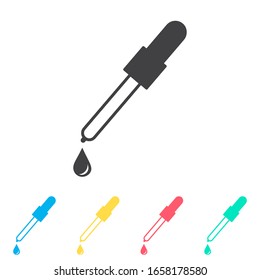 Conjunto de iconos multicolor de pipeta. Glifo simple, vector plano de iconos médicos para ui y ux, sitio web o aplicación móvil