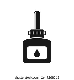 Pipette with oil drop icon in flat style. Dropper bottle vector illustration on isolated background. Medical tube sign business concept.