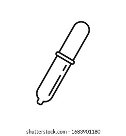 pipette outline icon. Vector pipette in outline style isolated on white background. Element for web, game and medicine advertising