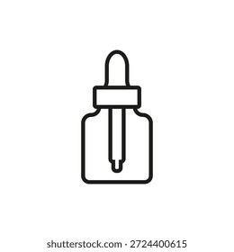 Pipette outline vector icon with dropper bottle. Line art isolated illustration on a white background.