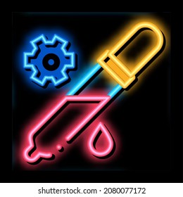 pipette painting neon light sign vector. Glowing bright icon pipette painting sign. transparent symbol illustration