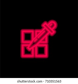 Pipette red glowing neon ui ux icon. Glowing sign logo vector