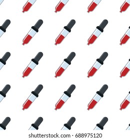 Pipette seamless pattern in cartoon style isolated on white background vector illustration