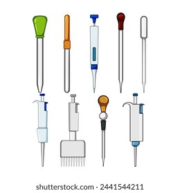 pipette set cartoon. drop bottle, serum oil, lab eyedropper pipette sign. isolated symbol vector illustration