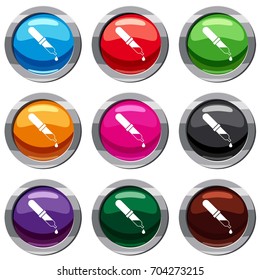 Pipette set icon isolated on white. 9 icon collection vector illustration