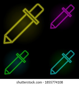 Pipette sign neon color set icon. Simple thin line, outline vector of image icons for ui and ux, website or mobile application