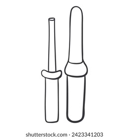 Pipeta con el icono del doodle de la caja de almacenamiento. Ilustración dibujada a mano por vectores aislada en fondo blanco. 