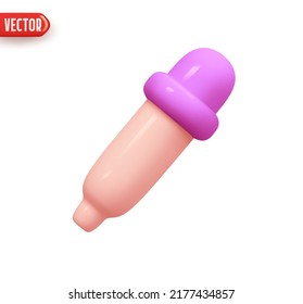Pipette tool. Realistic 3d design element In plastic cartoon style. Icon isolated on white background. Vector illustration