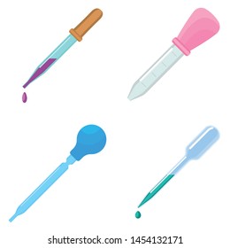Pipette vector icons set. Flat set of pipette vector icons for web design