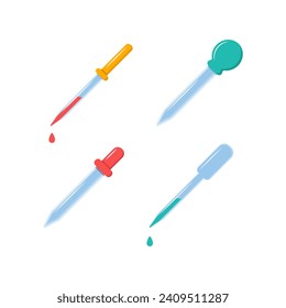 Iconos de vector de pipeta establecidos. Conjunto plano de iconos de vector de pipeta para el diseño web