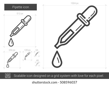 Pipette vector line icon isolated on white background. Pipette line icon for infographic, website or app. Scalable icon designed on a grid system.