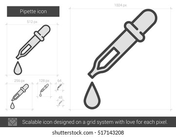 Pipette vector line icon isolated on white background. Pipette line icon for infographic, website or app. Scalable icon designed on a grid system.