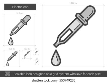 Pipette vector line icon isolated on white background. Pipette line icon for infographic, website or app. Scalable icon designed on a grid system.