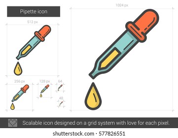 Pipette vector line icon isolated on white background. Pipette line icon for infographic, website or app. Scalable icon designed on a grid system.