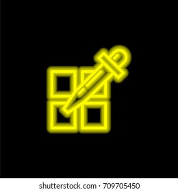 Pipette yellow glowing neon ui ux icon. Glowing sign logo vector