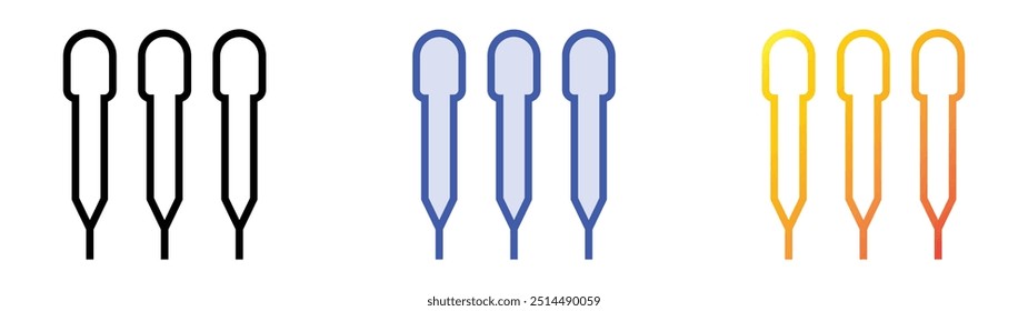 ícone pipetas. Design de estilo linear, preenchimento azul e gradiente isolado em plano de fundo branco