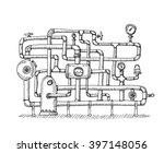Piping on white background. Free hand drawn. Vector illustration. 