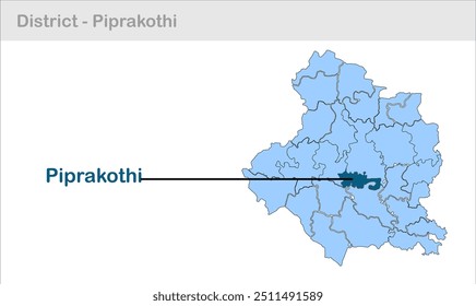 Mapa del subdistrito de Piprakothi, Distrito de Champaran Oriental, Estado de Bihar, República de la India, Gobierno de Bihar, Territorio indio, India Oriental, política, aldea, turismo