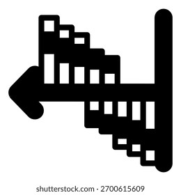 Pips dados em gráfico de crescimento ícone sólido, conceito de tecnologia da informação. Gráficos vetoriais. Investimentos com gestão de riscos, sinal de negociação em fundo branco, ícone de estilo de esboço para design móvel ou web