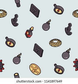 Piracy color outline isometric pattern. Vector illustration, EPS 10