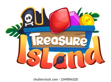 Piracy logotype with the diamonds, vector illustration on white background. treasure island