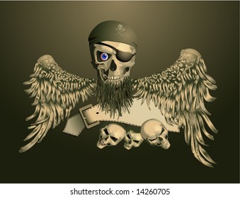 Piracy skull with wings