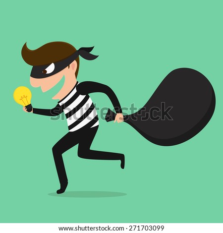 Piracy Thief Stealing Idea Vector Illustration Stock Vector (Royalty