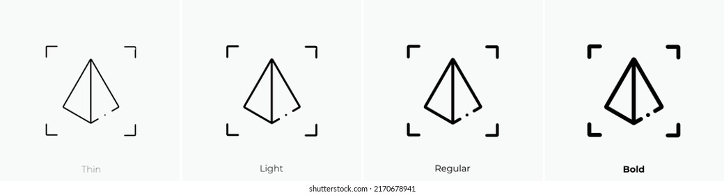 Piramid-Symbol. Thin, hellrosa und feines Design einzeln auf weißem Hintergrund