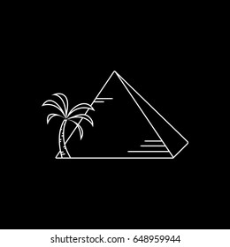 Piramid with palm tree icon. Vector illustration.,