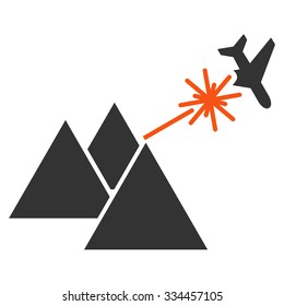 Piramides Strike Airplane vector icon. Style is flat symbol, rounded angles, white background.