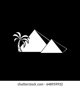 Piramids and palm tree icon. Vector illustration.,