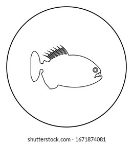 Piranha angry fish icon in circle round outline black color vector illustration flat style image