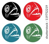 Piranha badge - vector illustration