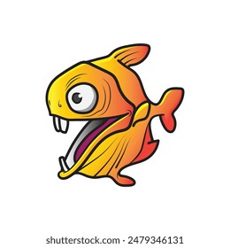 Piranha cartoon fish design vector and mascot symbol