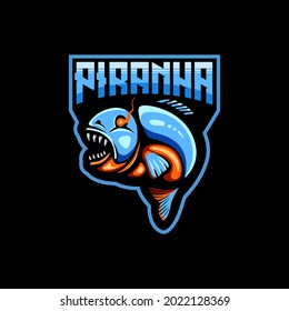piranha esport logo. emblem design for esport team. wild fish amazon esport logo.